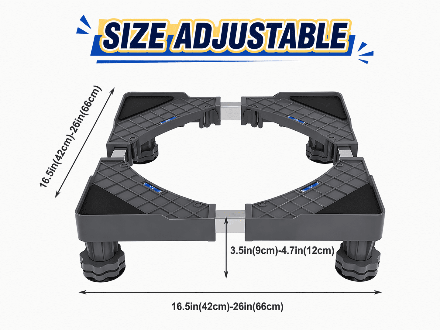 Adjustable Mini Fridge Stand, Portable Washer Stand Base with 4 Support Legs for Refrigerator, Dryer and Washing Machine, Gray