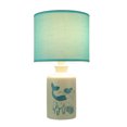 thumbnail image 1 of White and Blue Ceramic Swimming Mermaid Table Lamp with Fabric Shade, 1 of 4