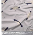 thumbnail image 3 of Soimoi Gray Poly Georgette Fabric Flying Stork Bird Fabric Prints By Yard 52 Inch Wide, 3 of 5