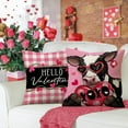 thumbnail image 4 of Hello Valentines Day Cow Heifer Decorative Throw Pillow Covers 16 x 16 Set of 4, Pink Sweet Love Heart Plaid Porch Outdoor Pillowcase, Farmhouse Anniversary Wedding Cushion Case Home Decor, 4 of 5