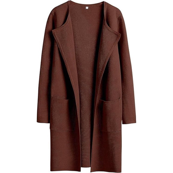 Womens Warm Open Front Woolen Coat Jacket Windbreakers Jacket Loose Cardigan Long Coat Outwear