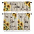 thumbnail image 2 of Kitchen Window Curtains Valance and Tier Set, Retro Watercolor Sunflower and Dragonfly Rod Pocket Tier Curtain Valance Set, Bless This Home Art Light Filtering Cafe Curtains for Bedroom Living Room, 2 of 9