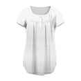 thumbnail image 5 of RongHuan Tunic Shirt for Women Loose Dressy Short Sleeve Henley Shirt V Neck Button Up Blouse Casual Pleated Basic Pullover Tops, 5 of 6