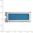 thumbnail image 2 of 19.73mm Stainless Steel Engravable Polished With Blue Carbon Fiber Inlay Money Clip Jewelry for Men, 2 of 5