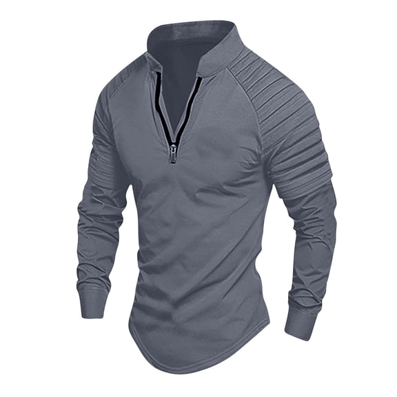 Dovford Long Sleeve Polo Shirts for Men Quarter Zip Collared Mens Performance Polo Muscle Athletic Quick Dry Pullover