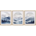 thumbnail image 2 of PixonSign Adhesive Canvas Print Wall Art Set - Moonlit Peaks Blue Tones Mountain Range Posters - Set of 3 Boho Pastel Nature Wilderness Wall Décor for Living Room, Bedroom, Office - 8"x10", 2 of 5