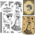 thumbnail image 1 of Sellos transparentes Victoria, sello de silicona transparente Victoria Corner Feathers Fans Butterfly, 1 of 9