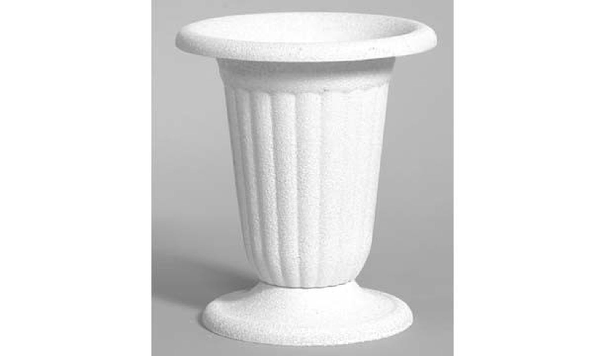 White Ribbed Plastic Pedestal Urn/ Vase