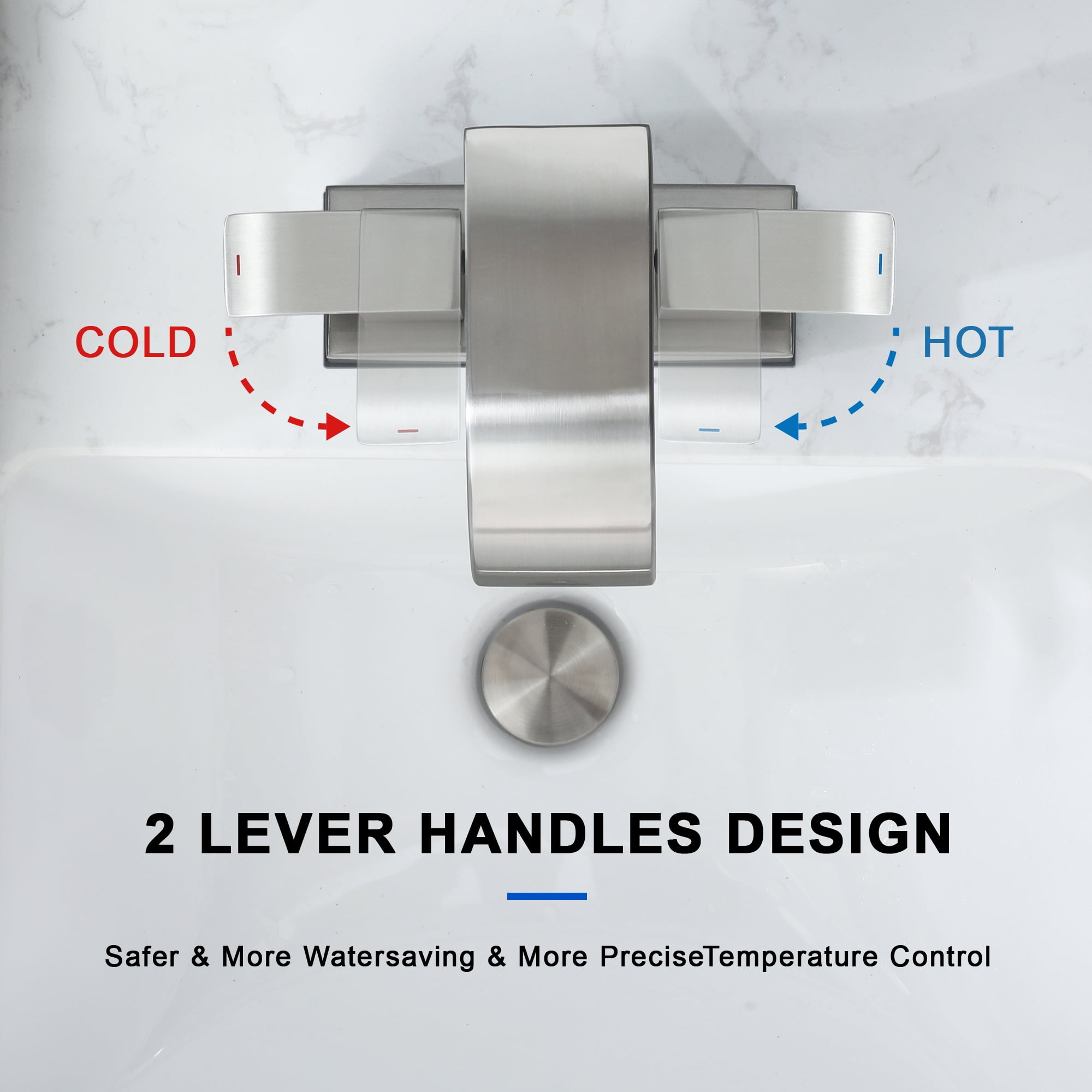 Waterfall Bathroom Faucet - 2 Handle 4 Inch Centerset Faucet for Lavatory Bathroom Sink, with cUPC Faucet Supply Line Hoses for Bathroom Restroom Vanity Lavatory, Brushed Nickel