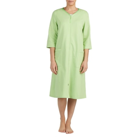 Women's and Women's Plus-Size Traditional 3/4-Sleeve Zip-Front Robe
