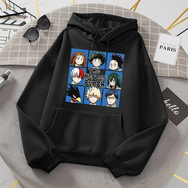 Camiseta Negra Suelta top My Hero Academia Anime Kawaii Jerseys Sudadera Para Hombre Con Capucha Hop Chandal Ropa Boku Walmart en linea