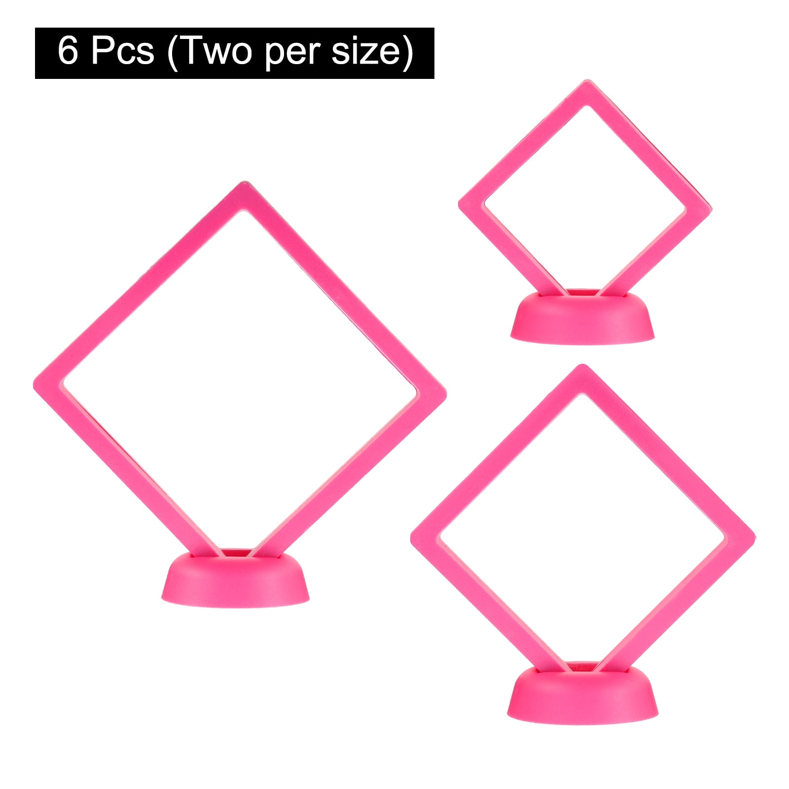 Unique Bargains 6Pcs 3D Floating Frame Display Holder Stands Rose Red