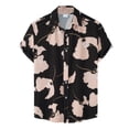 thumbnail image 1 of Camisas Vaqueras Para Hombre Manga Larga Camisa de solapa de manga corta con estampado suelto de moda de verano para hombre (Black, M), 1 of 7