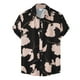 thumbnail image 1 of Camisas Vaqueras Para Hombre Manga Larga Camisa de solapa de manga corta con estampado suelto de moda de verano para hombre (Black, M), 1 of 7