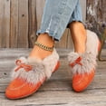 thumbnail image 5 of Xfvqtps Womens Fleece Lined Loafers Winter Flat Shoes Casual Comfortable Warm Bow Detail Slip on Everyday Wear Orange, 5 of 9