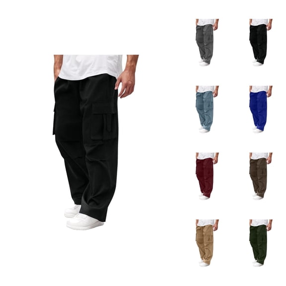 Cargo Sweatpants for Men 2025 Straight Leg Loose Fit Baggy Joggers with Pockets Mens Casual Pants Trousers