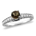 thumbnail image 1 of 14K Yellow Gold Diamond Natural Smoky Topaz Engagement Ring Round 4 mm, size 6.5, 1 of 1