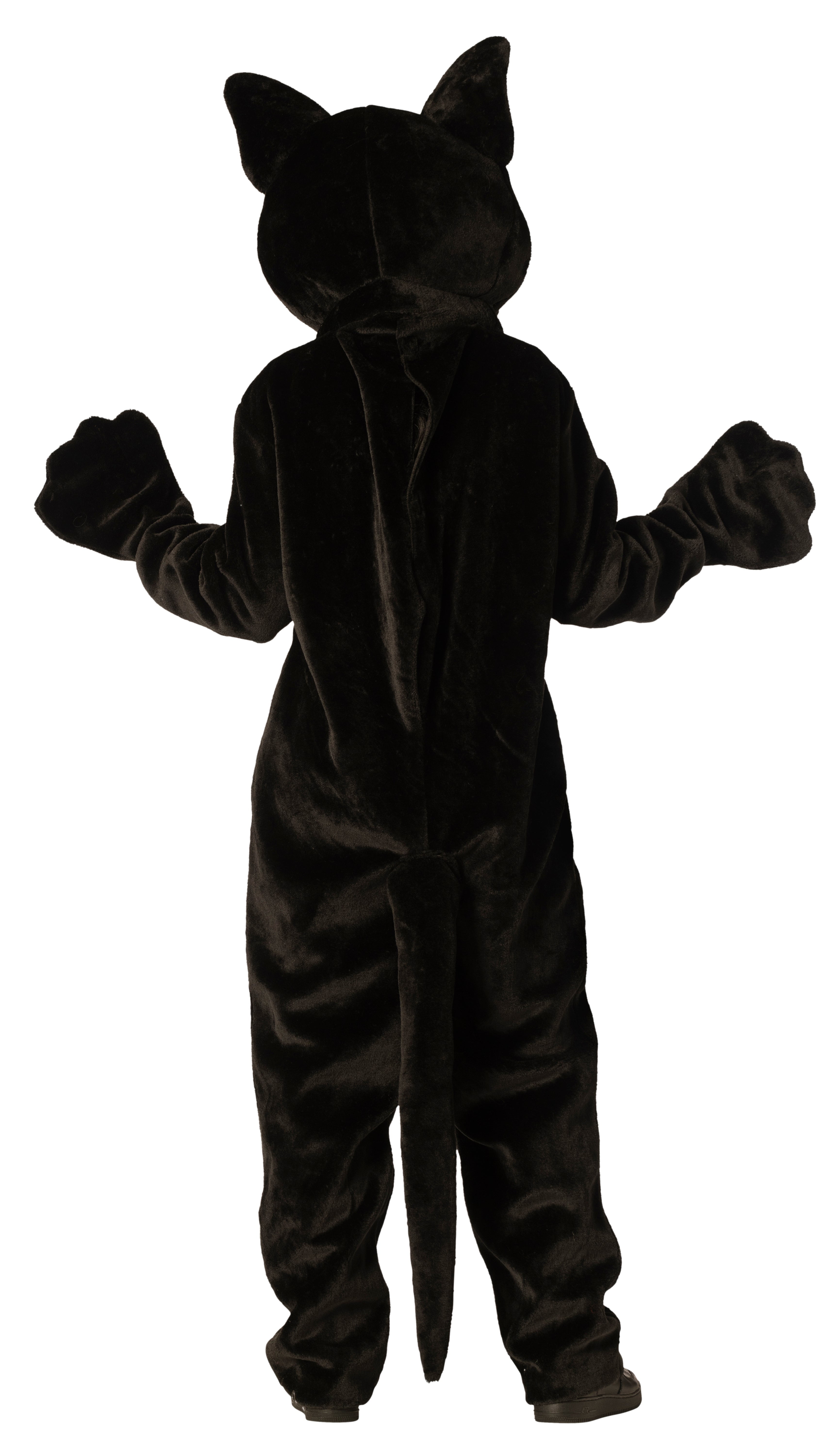 Adults Black Cat Jumpsuit Costume with Mask & Paws- One Size