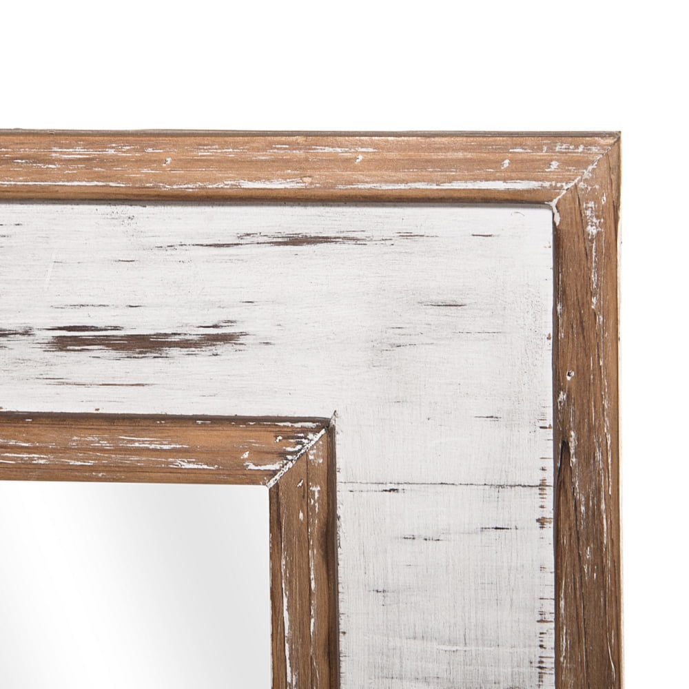 Lowestbest Square Decorative Mirror, Retro Style Wrought Iron Farmhouse Wall Mirror for Bathroom, Porch etc, Antique White