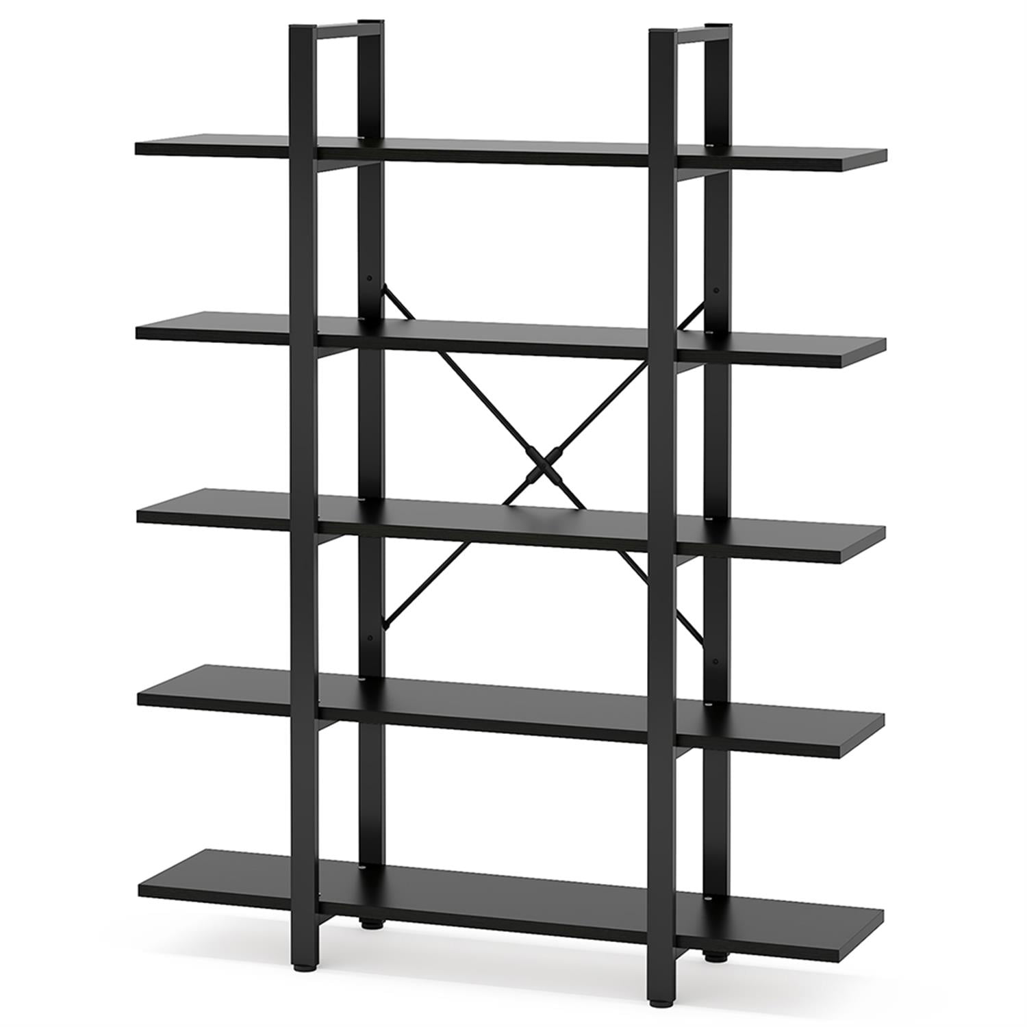 Demi Bonn 5 Tier Bookshelf, Bookshelves, Open Etagere Bookcase Shelf Storage Organizer, Free Standing Storage Shelving Unit for Bedroom, Living Room and Home Office, Black