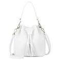 thumbnail image 1 of pitrice Bucket Bag Faux Leather Tassel Drawstring Crossbody Pouch Women Solid Color Shoulder Bag Handbag, White, 1 of 6