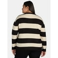 thumbnail image 3 of 99 Jane Street Women’s and Women's Plus Striped Sweater with Bow Design, Sizes XS-4X, 3 of 6