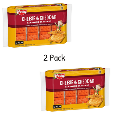 ( 2 Pack ) Keebler Cheese and Cheddar Sandwich Crackers, Single Serve Snack Crackers, 8 Count