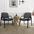 thumbnail image 2 of CLATINA Big & Tall 400 lbs Waiting Room Guest Chair, Leather Office Reception Chair No Wheels with Padded Arms for Elderly Home Desk Conference Room Lobby Side Salon Clinic, Black(2 Pack), 2 of 8