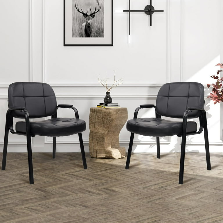 CLATINA Big Tall Office Guest Chair, Bonded Leather, Padded Arm