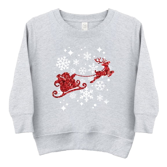 Santa Sleigh Glitter - Kids Toddler Sweatshirt and Kids Youth Sweatshirt