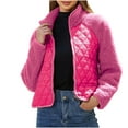 thumbnail image 2 of Njoeus Womens Diamond Quilted Short Puffer Jacket Lightweight Spring Fall Zip Up Padded Coat Warm Fleeces Winter Coat, 2 of 8