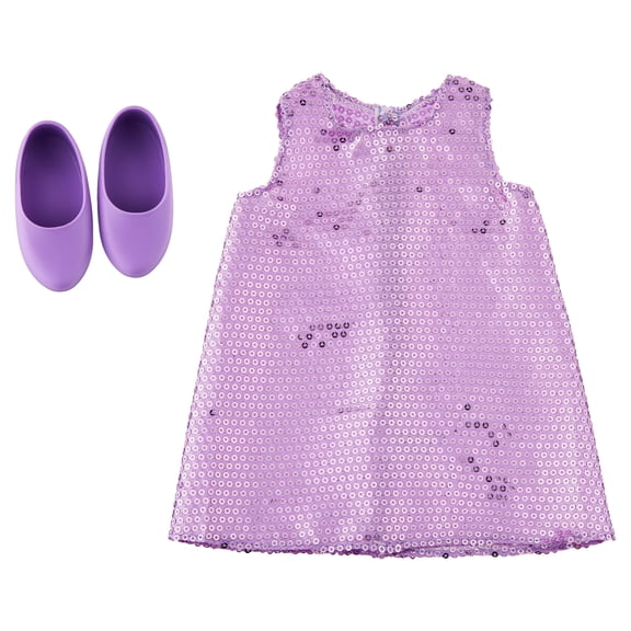 My Life As Purple Sequin Dress Fashion Set for 18-Inch Dolls, 3 Pieces