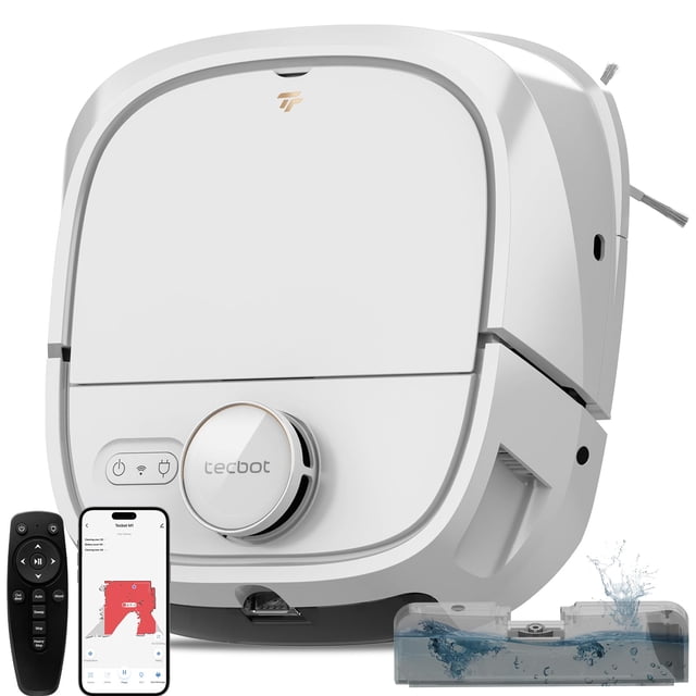 Robot aspirador y fregador TECBOT (M1 Pro): aspirador robótico con LiDAR para el hogar, ideal para pelo de mascotas, alfombras y suelos de madera. Trapeado automático inteligente, autolimpieza, evita