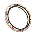 thumbnail image 2 of Gaeub Autumn Pumpkins Fall Leaves Breathable Stretch Elastic Steering Wheel Cover, Cool in Summer and Warm in Winter, Universal 15 inch, 2 of 8