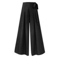 thumbnail image 4 of Pants For Women Palazzo Pants Summer Printed Cropped Linen Comfy Baggy Trousers With Pockets High Waist Flared Wide Leg Slacks Belted Trousers Womens Tie Pants Casual Casual Pants for Women Home, 4 of 4