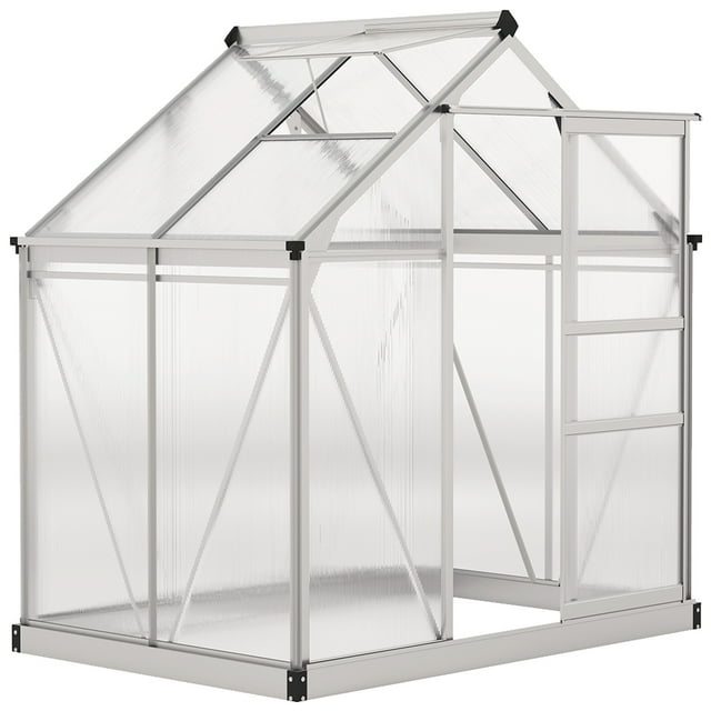 Outsunny Greenhouse, Walk-In Hot House, Clear PC Board with Sliding Door