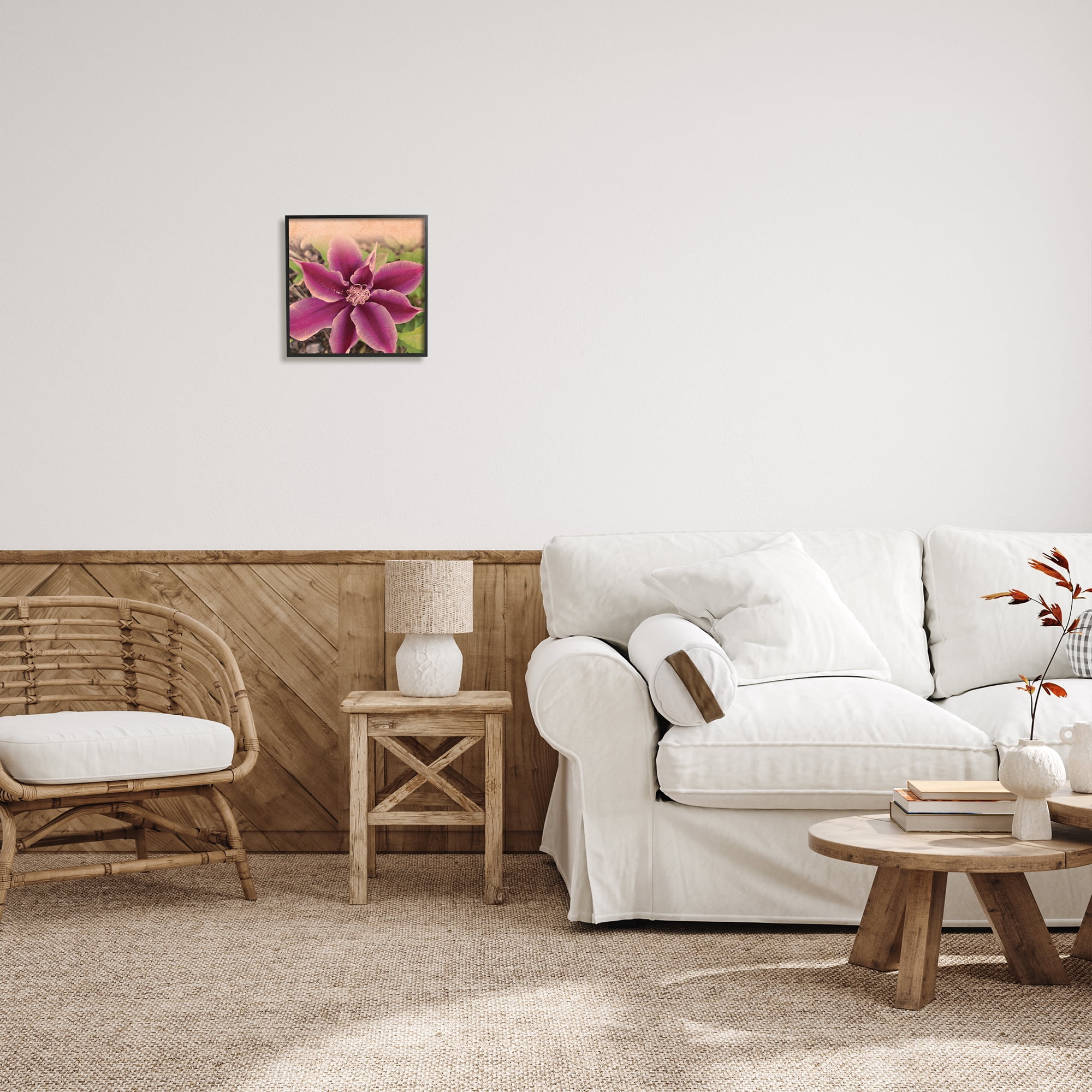 Stupell Indtries Pink Clematis Flower Petals Blooming Sun Bleached Tones,12 x 12,Design by Tammy Apple
