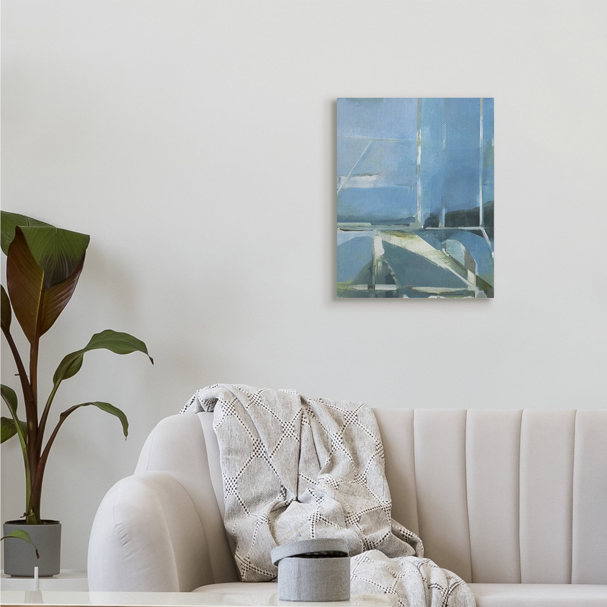 Abstract Coastal View From Window Blue Sky 16 in x 20 in Painting Canvas Art Print, by Stupell Home Décor