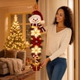 thumbnail image 6 of Ywbawe 35" Lighted Christmas Snowman Door Hanger Snowflake Poinsettia Ornament with Bells for Front Door Wall Decor, 1 Pack, 6 of 7