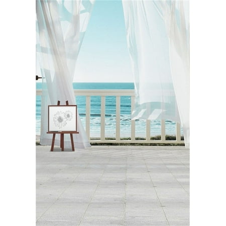 Image of GreenDecor 5x7ft Artistic Backdrops Girl Photography Background Vacation Seaside Balcony Lightness Curtain Easel Blurry Floor Adult Toddler Boy Portra