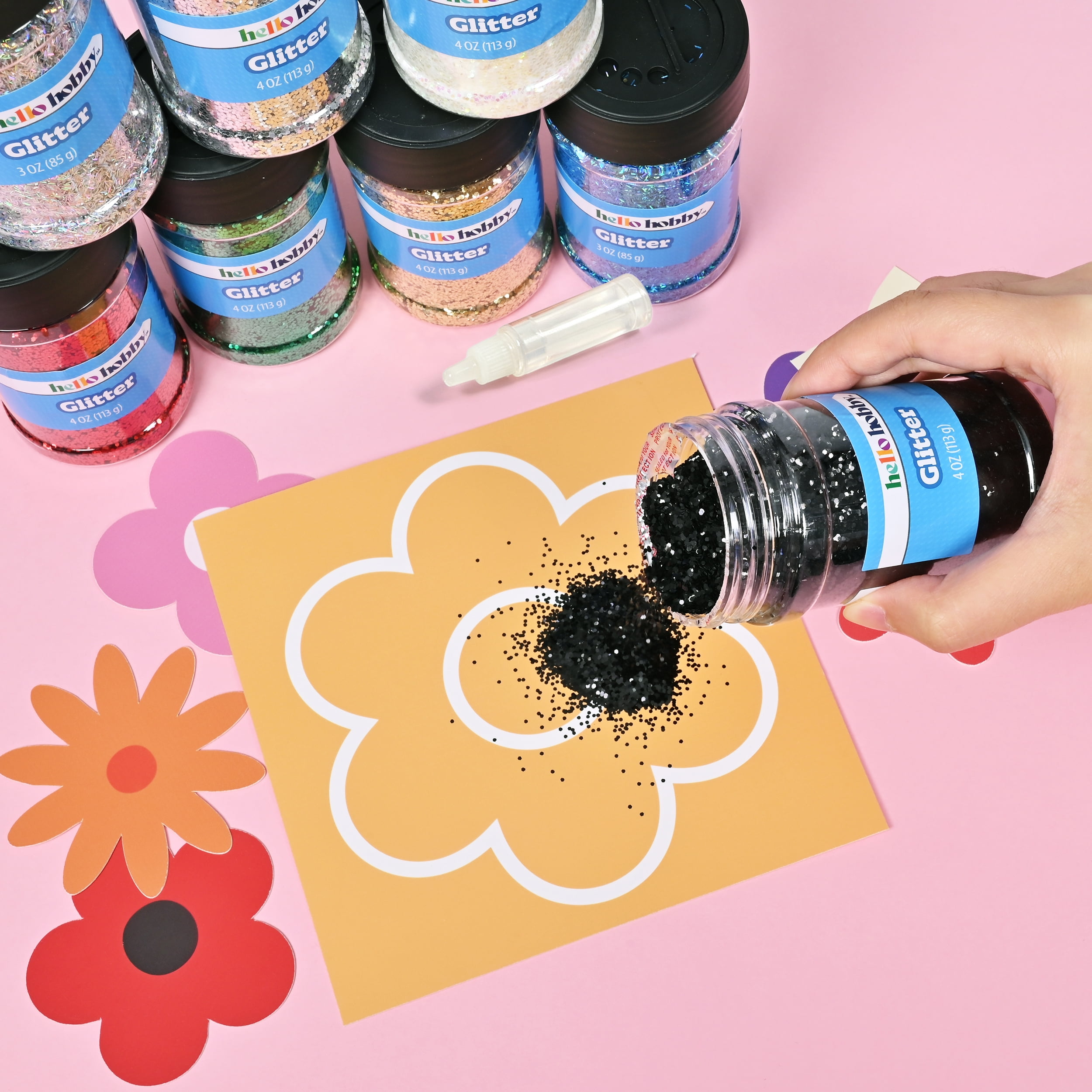 Hello Hobby Fine Black Craft Glitter, 4 oz