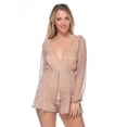 thumbnail image 3 of Fashion Rose Gold Metallic Long Sleeves Deep-V Romper, 3 of 7