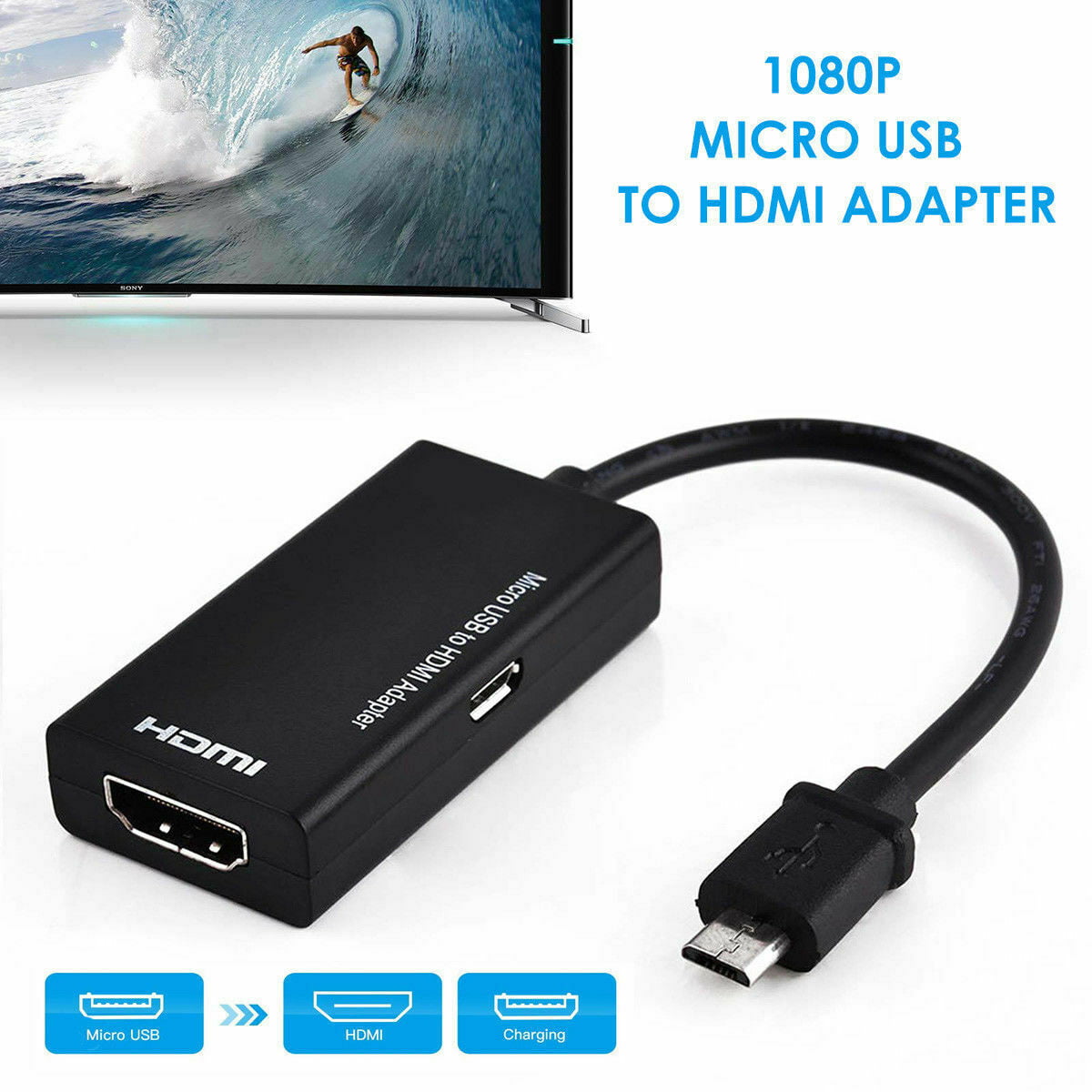 HTC One M8 Rumfo MHL Micro USB to HDMI Adapter Converter Cable 1080P HDTV for Android Devices Samsung Galaxy Note 4 5 Pin Zte LG Note Edge Xiaomi S2 