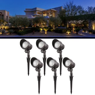 6-Pack Low Voltage LED Deck Lights - Selectable Color Temp (1800K-5000K), IP65, Black