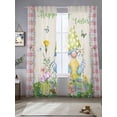 thumbnail image 2 of Easter Sheer Curtains 84 Inch Length 2 Panels for Living Room, Country Gnomes Duck Floral Eggs Pink Buffalo Check Voile Kitchen Curtain Set, Luxury Privacy Drapes Window Treatment for Bedroom, 2 of 7