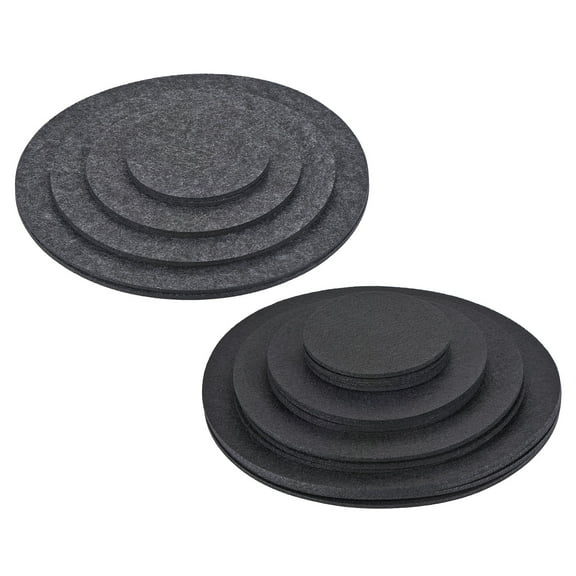 Uxcell 4" 6" 8" 10" Round Plant Coasters Felt Pad Mat, Black   Gray 16in1 Set