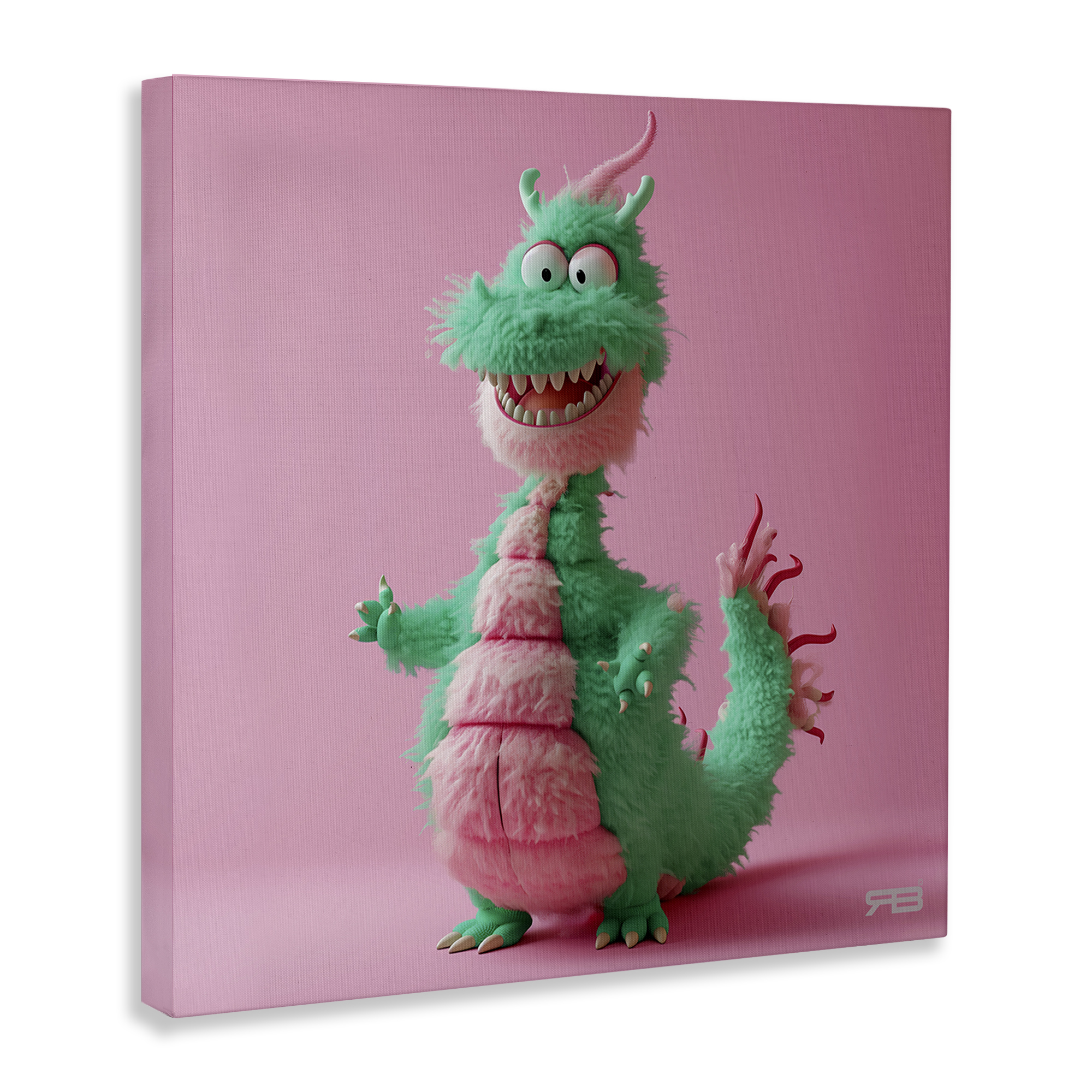 Stupell Industries Happy Green Dragon Fantasy & Sci-Fi Painting Wrapped Canvas Art Print Wall Art, 24 x 24