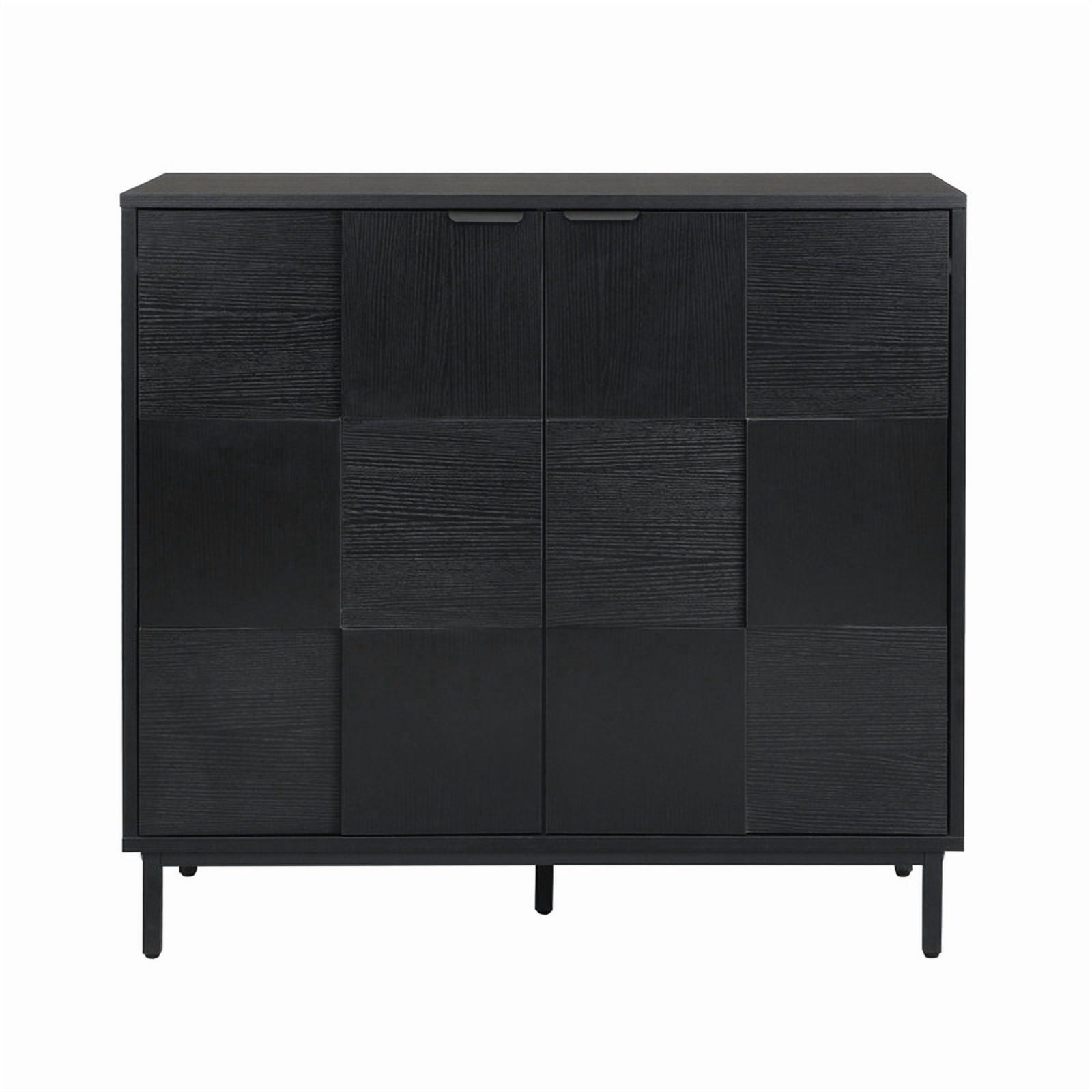 Euroco Sideboard Buffet Cabinet with Storage, Modern Storage Credenza Coffee Bar with 2 Doors for Kitchen Living Room,Entryway,Matt Black