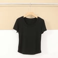 thumbnail image 2 of Kajonyu Women's Nylon Spandex Crew Neck Short Sleeve Basic Workout Top, 2 of 6