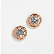 Kate Spade New York Earrings Mini Round Elegant Edge Crystal Studs Clear/Rose Gold